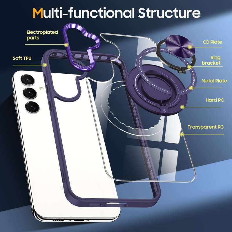 For Samsung Galaxy S24 5G Magnetic Rotating Ring Holder Phone Case(Dark Purple)