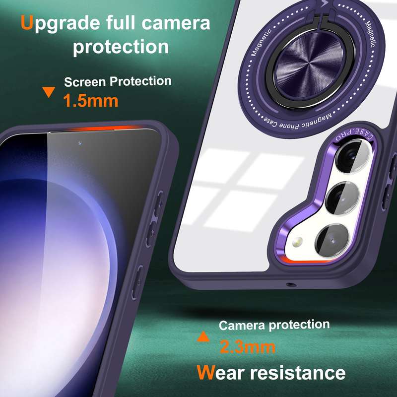 For Samsung Galaxy S23 5G Magnetic Rotating Ring Holder Phone Case(Dark Purple)
