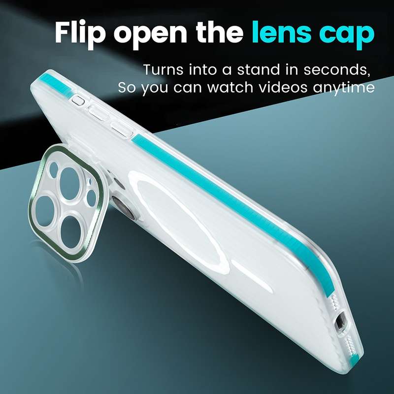 For iPhone 11 Color Edge Lens Holder MagSafe Magnetic Phone Case(Blue)