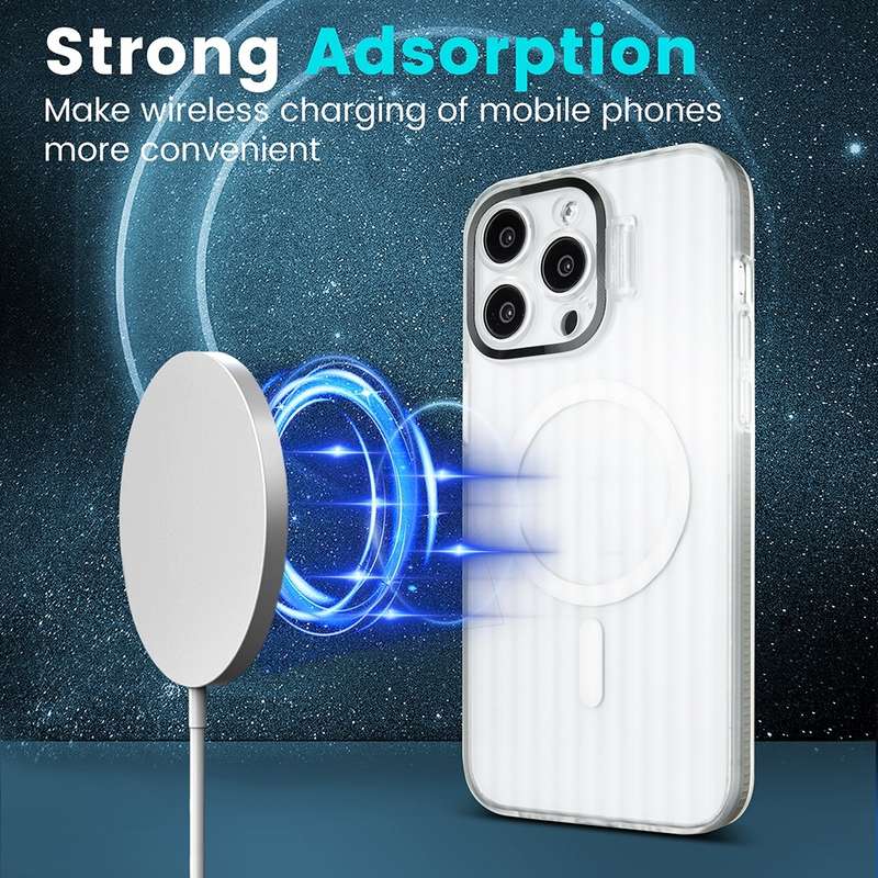 For iPhone 11 Color Edge Lens Holder MagSafe Magnetic Phone Case(Blue)