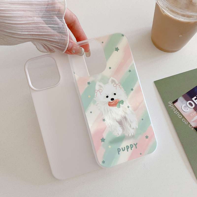 For iPhone 15 Pro Max Jelly 2 in 1 TPU Hybrid PC Phone Case(Cherry Cute Puppy)