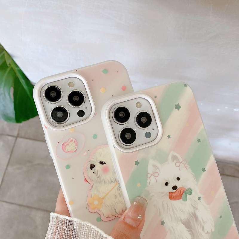 For iPhone 15 Pro Max Jelly 2 in 1 TPU Hybrid PC Phone Case(Cherry Cute Puppy)