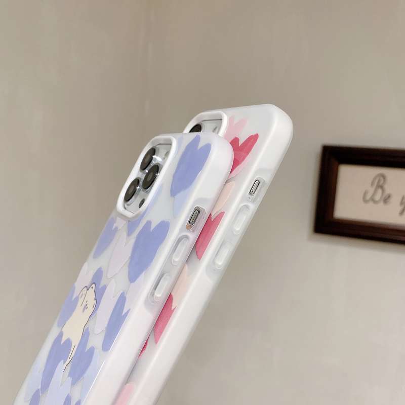 For iPhone 14 Pro Jelly 2 in 1 TPU Hybrid PC Phone Case(Red Heart Bear)