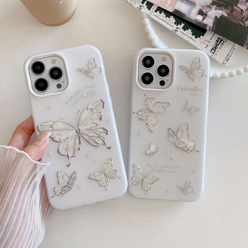 For iPhone 14 Pro Max Jelly 2 in 1 TPU Hybrid PC Phone Case(Big Butterfly)