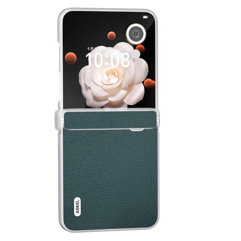 For Honor Magic V Flip ABEEL Three Parts Frosted Translucent Frame Genuine Leather Luolai Serie