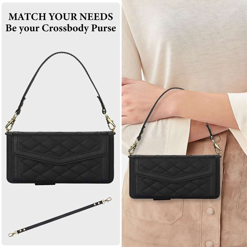 For Samsung Galaxy Z Fold4 Splicing Rhombic Texture Card Holder Phone Case with Lanyard, Not In