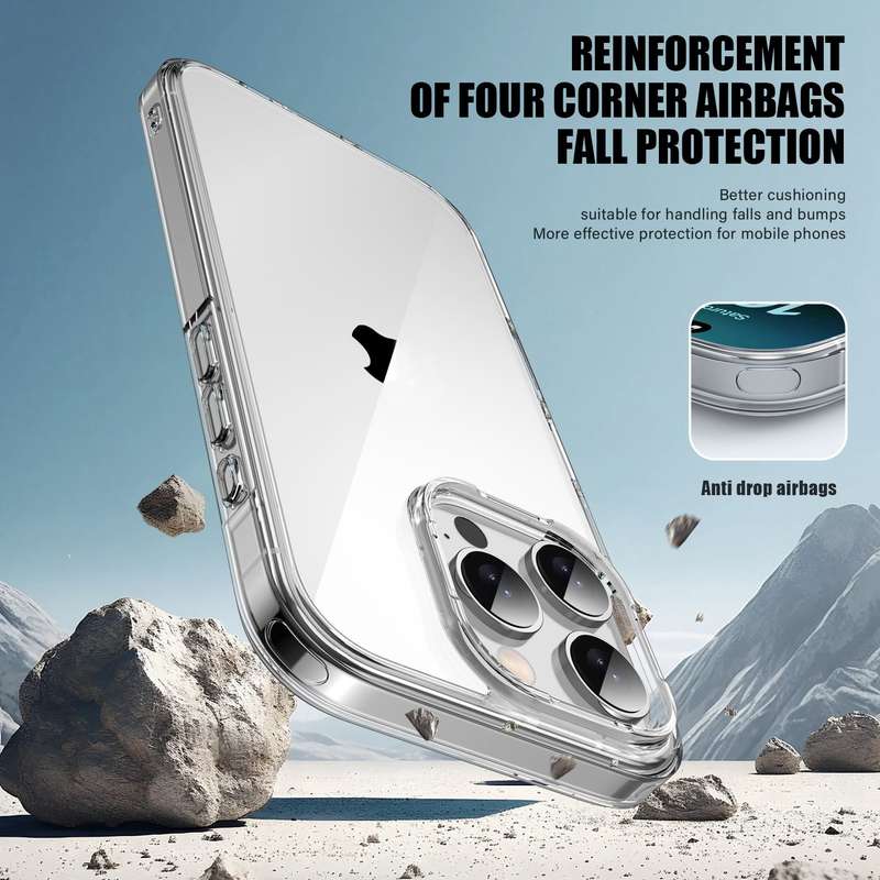 For iPhone 15 Pro Max PC Hybrid TPU Full Coverage Shockproof Phone Case(Transparent Blue)