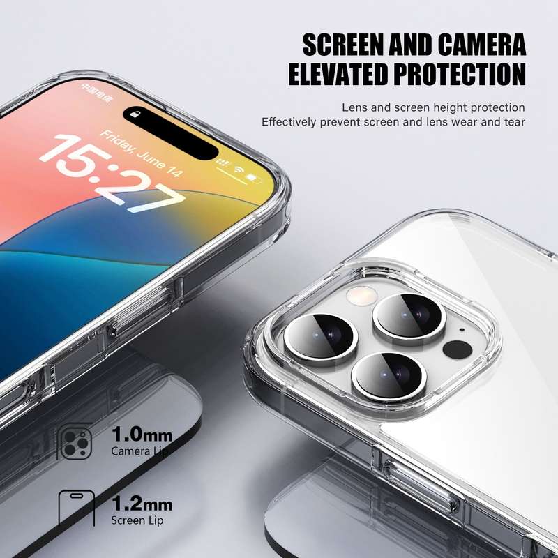 For iPhone 15 Pro Max PC Hybrid TPU Full Coverage Shockproof Phone Case(Transparent Blue)