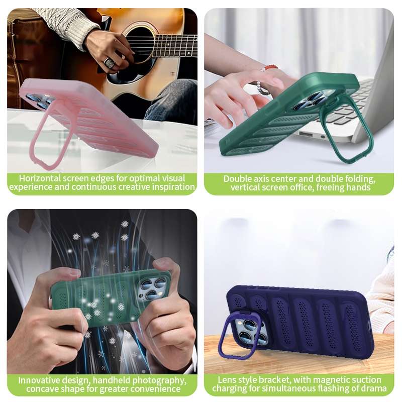 For iPhone 16 Pro Max Invisible Holder Cooling Phone Case(Transparent Green)