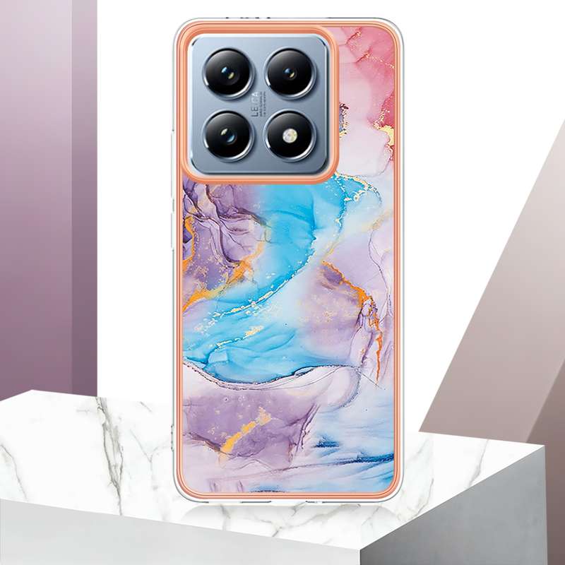 For Xiaomi 14T Electroplating IMD TPU Phone Case(Pink Scales)