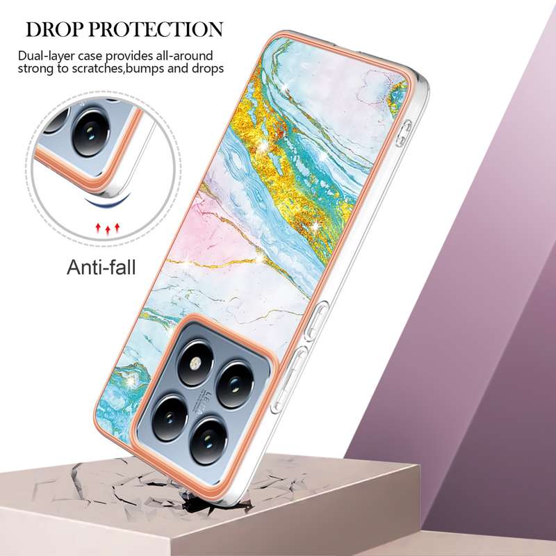For Xiaomi 14T Pro Electroplating Marble Dual-side IMD Phone Case(White 006)
