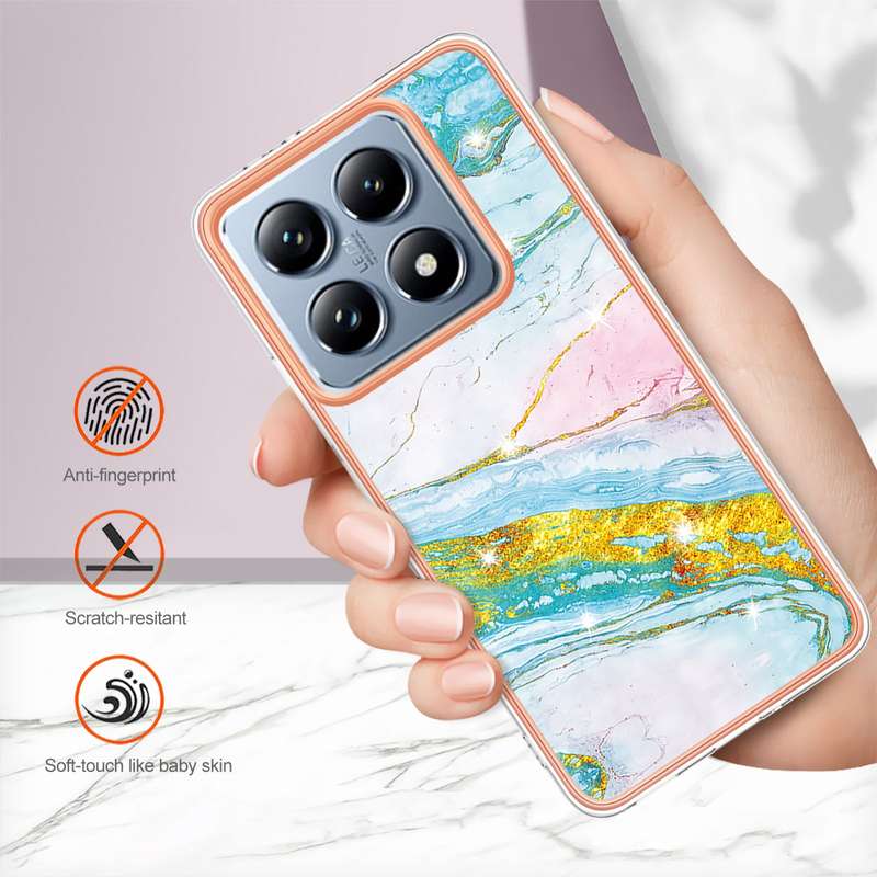 For Xiaomi 14T Pro Electroplating Marble Dual-side IMD Phone Case(White 006)