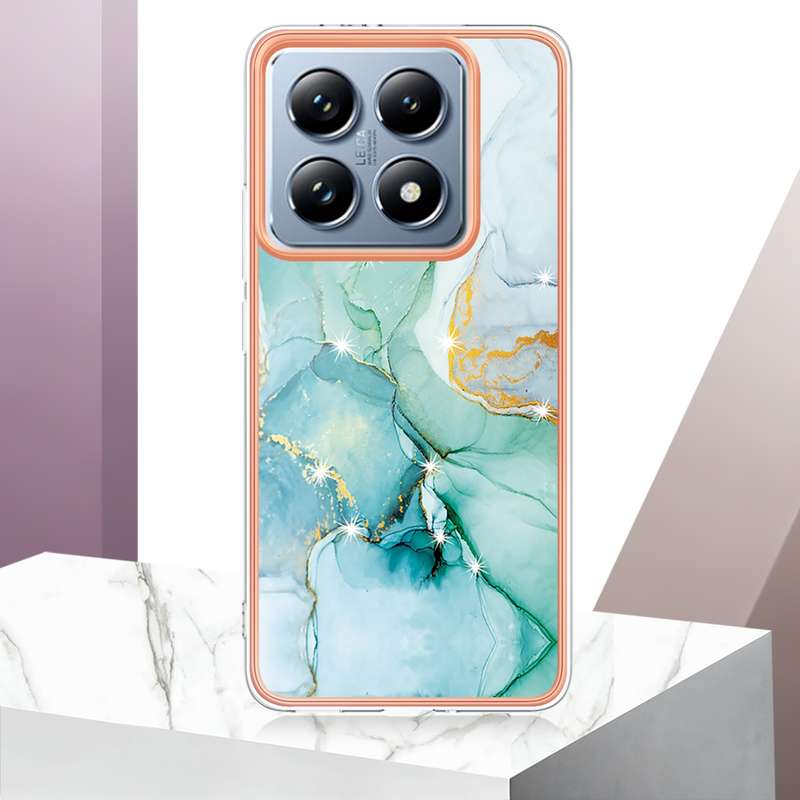 For Xiaomi 14T Pro Electroplating Marble Dual-side IMD Phone Case(White 006)