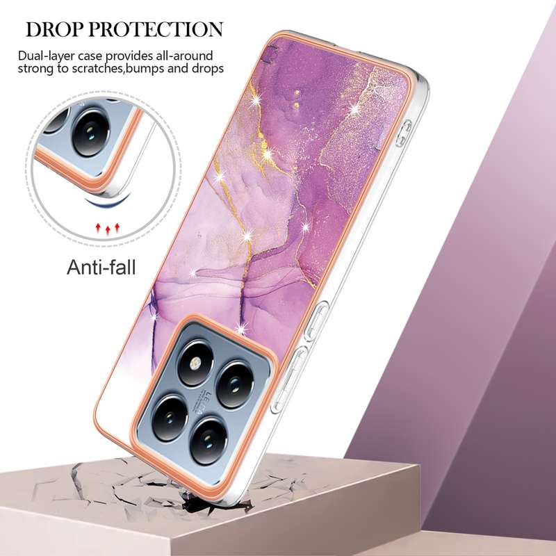 For Xiaomi 14T Pro Electroplating Marble Dual-side IMD Phone Case(White 006)