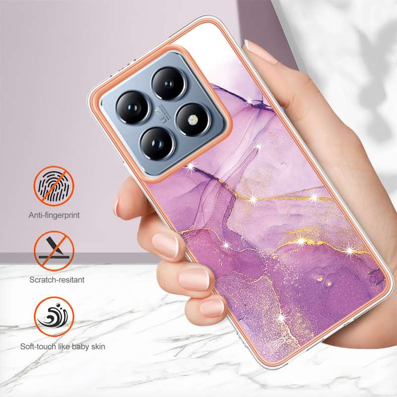 For Xiaomi 14T Pro Electroplating Marble Dual-side IMD Phone Case(White 006)