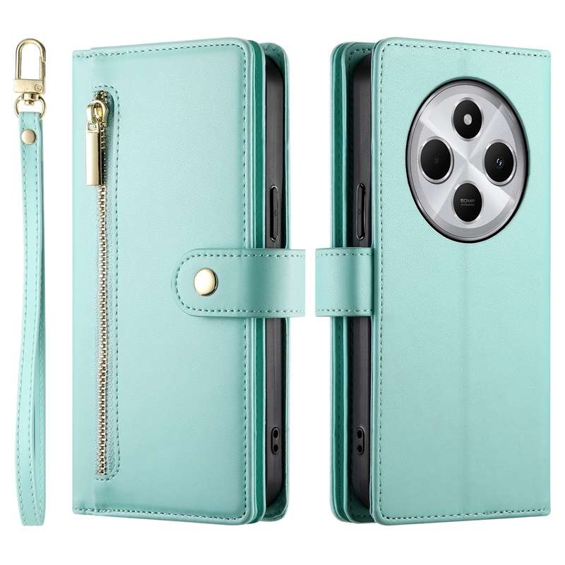 For Redmi 14C 4G Nine Card-slot Zipper Wallet Bag Leather Phone Case(Red)