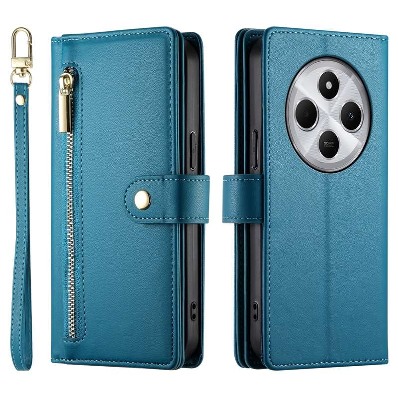 For Redmi 14C 4G Nine Card-slot Zipper Wallet Bag Leather Phone Case(Red)