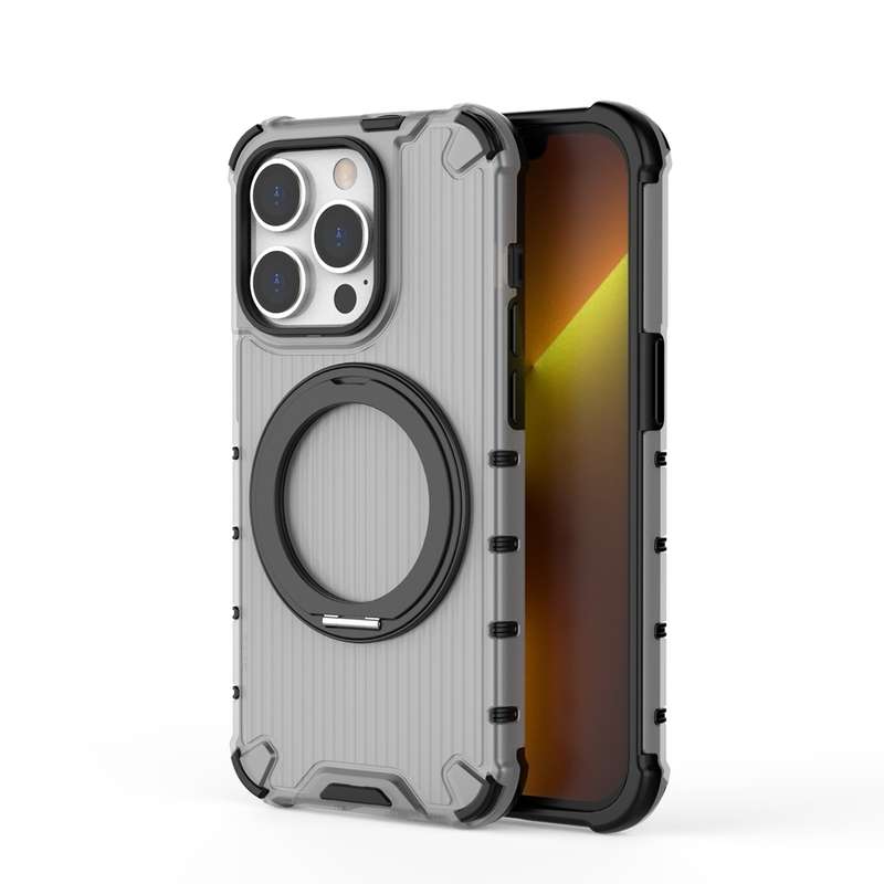 For iPhone 11 Grating 360 Degree Rotating Holder Shockproof Phone Case(Black)