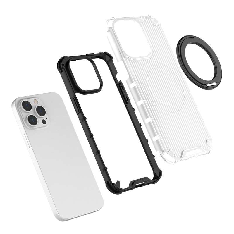 For iPhone 11 Grating 360 Degree Rotating Holder Shockproof Phone Case(Black)