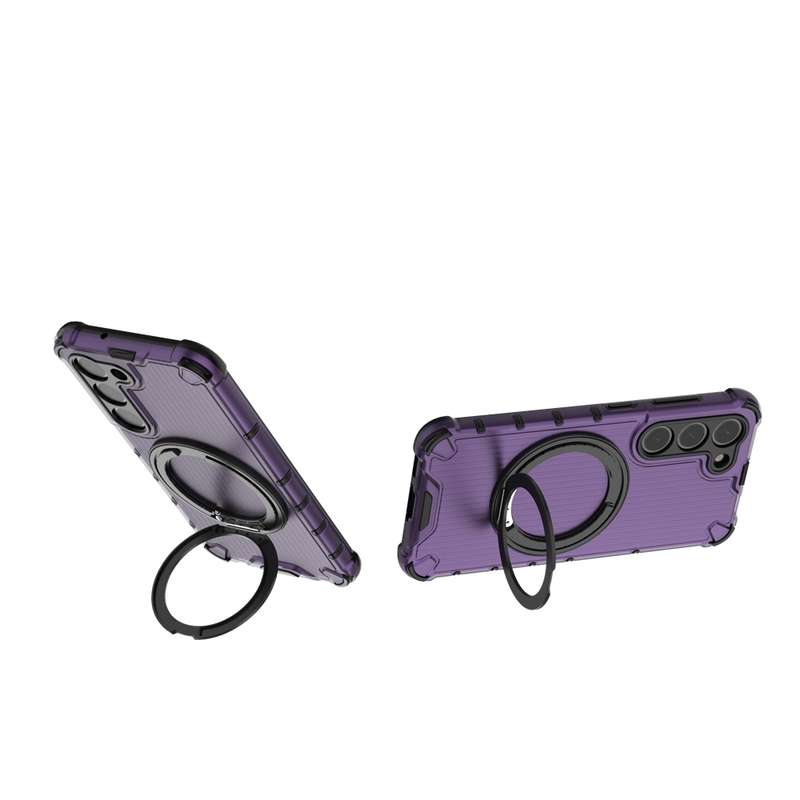 For Samsung Galaxy S23 5G Grating 360 Degree Rotating Holder Shockproof Phone Case(Purple)
