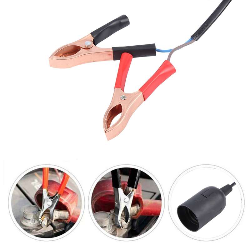 E14 Car Battery Charging Crocodile Clip to Headlight Connection Cable, Cable Length:2.8m