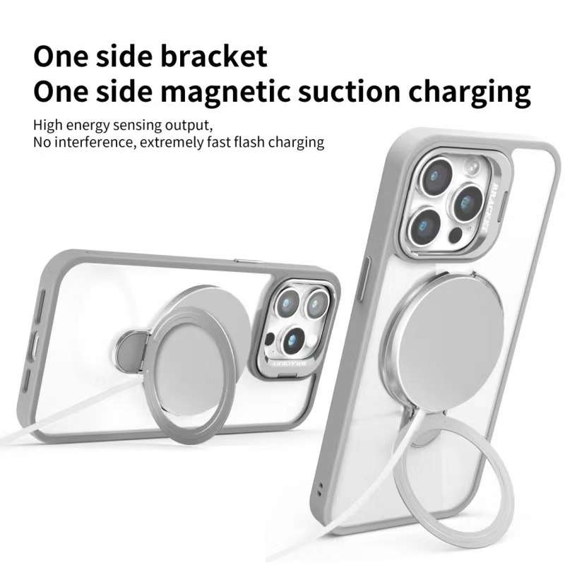 For iPhone 12 Pro Lens Protection & Ring Bracket MagSafe Phone Case(Dark Purple)