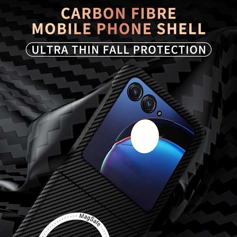 For Motorola Razr 50 Ultra Carbon Fiber Texture MagSafe Magnetic Phone Case(Black)