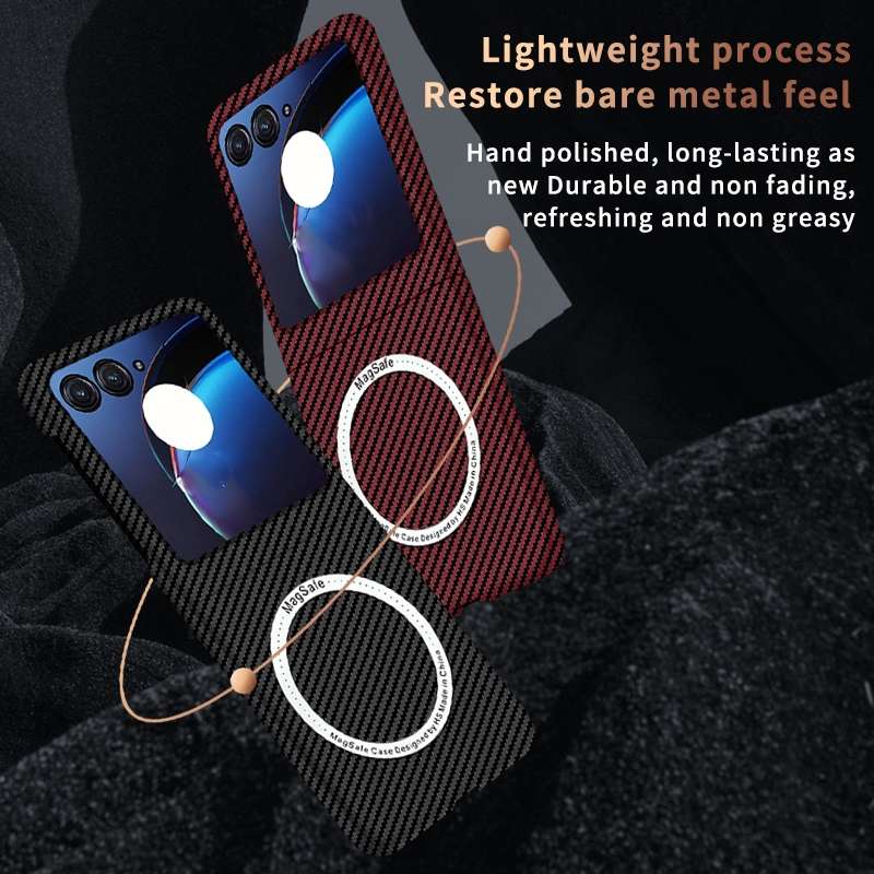 For Motorola Razr 50 Ultra Carbon Fiber Texture MagSafe Magnetic Phone Case(Black)
