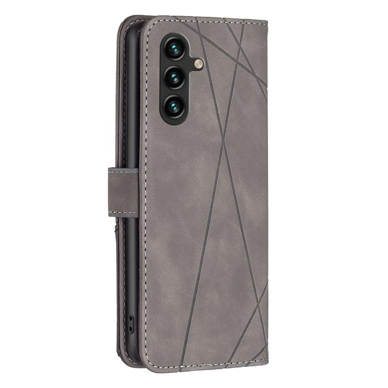 For Samsung Galaxy A16 5G Magnetic Buckle Rhombus Texture Leather Phone Case(Grey)