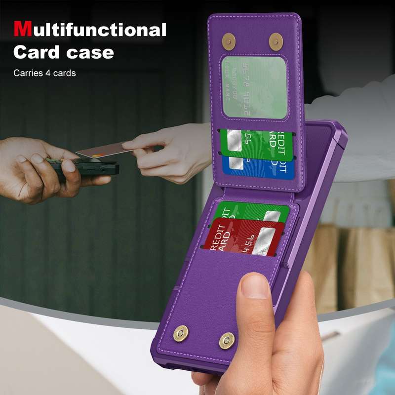 For Samsung Galaxy A15 Vertical Flip Card Bag Holder Leather Phone Case(Purple)