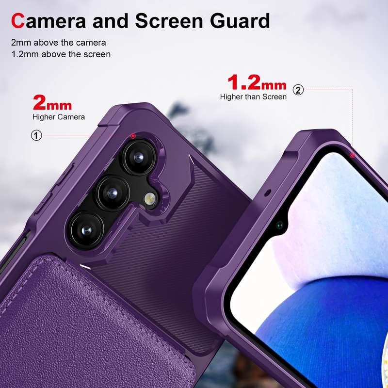 For Samsung Galaxy A15 Vertical Flip Card Bag Holder Leather Phone Case(Purple)