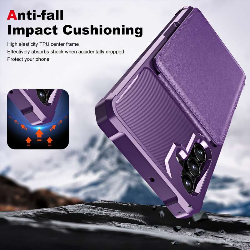 For Samsung Galaxy A15 Vertical Flip Card Bag Holder Leather Phone Case(Purple)