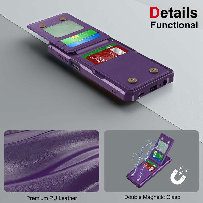 For Samsung Galaxy A15 Vertical Flip Card Bag Holder Leather Phone Case(Purple)