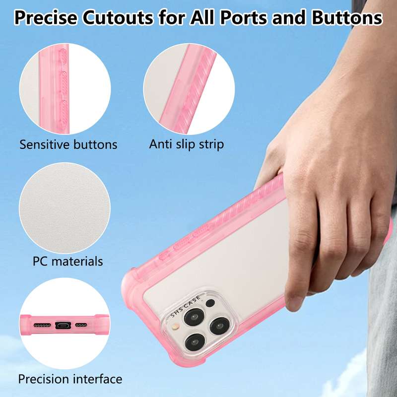 For iPhone 15 Plus Transparent Matte TPU Hybrid PC 3-in-1 Phone Case(Pink)