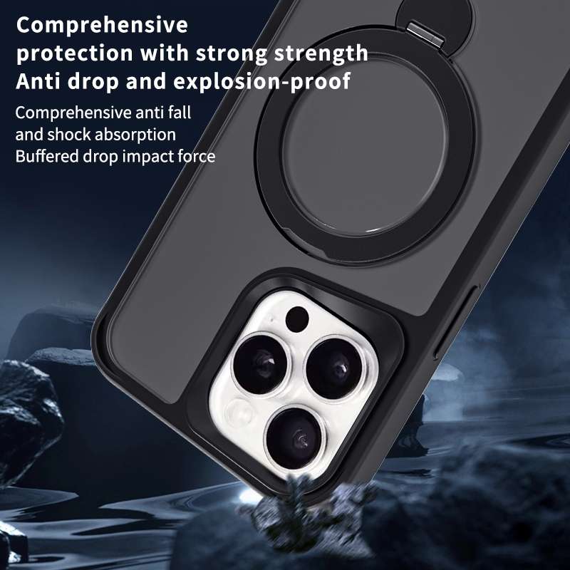 For iPhone 12 Pro Max Invisible Fulcrum Holder MagSafe Phone Case(Wine Red)