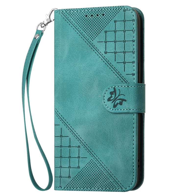 For Huawei Pura 70 YX0080 Grid Butterfly Embossed Pattern Flip Leather Phone Case with Lanyard(