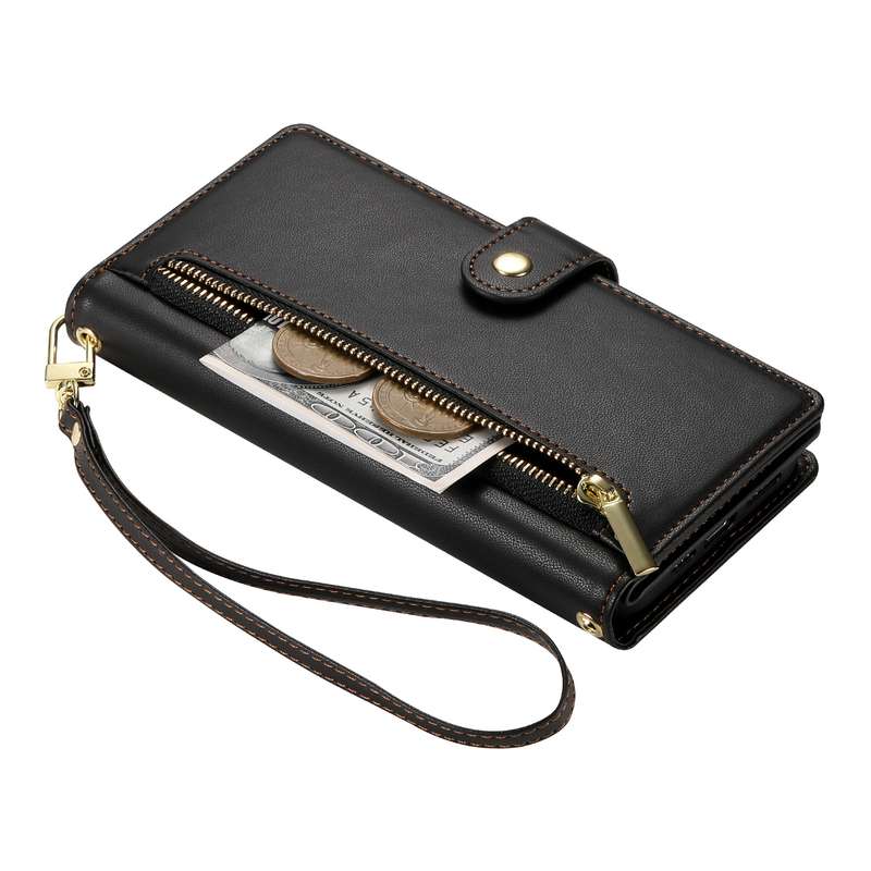 For Samsung Galaxy A54 5G Nine Card-slot Zipper Wallet Bag Leather Phone Case(Black)