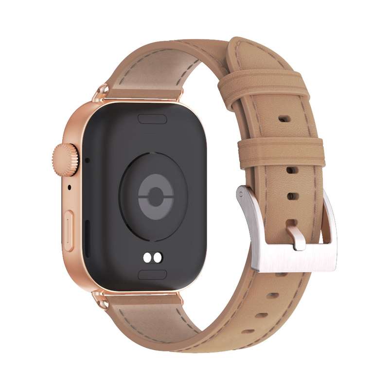 For Huawei Watch Fit3 MIJOBS Genuine Leather Watch Band(Apricot Rose Gold)