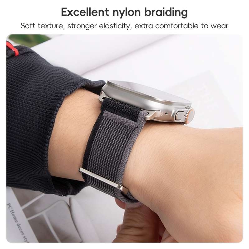For Apple Watch Series 9 41mm Dual-Section Loop Nylon Watch Band(Dark Blue)