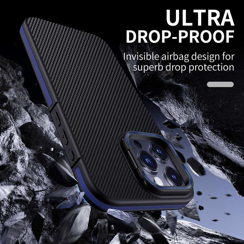 For iPhone 14 Pro Carbon Fiber Texture Lens Holder TPU Phone Case(Black)