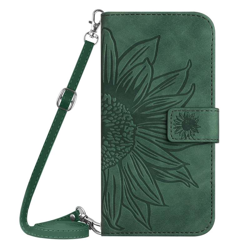 For Samsung Galaxy A36 5G Skin Feel Sun Flower Embossed Flip Leather Phone Case with Lanyard(Red)