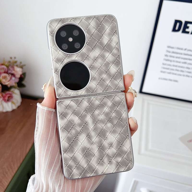 For Huawei P50 Pocket Colorful Woven Pattern Full Coverage Phone Case(Black White)