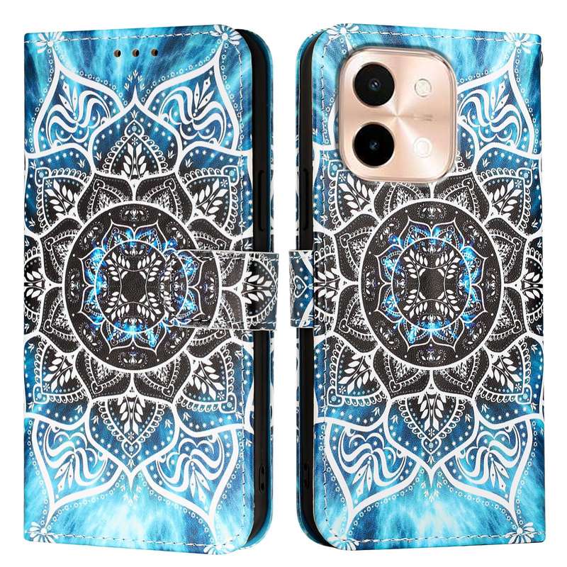 For vivo Y28 4G Colored Drawing Pattern Plain Weave Leather Phone Case(Undersea Mandala)