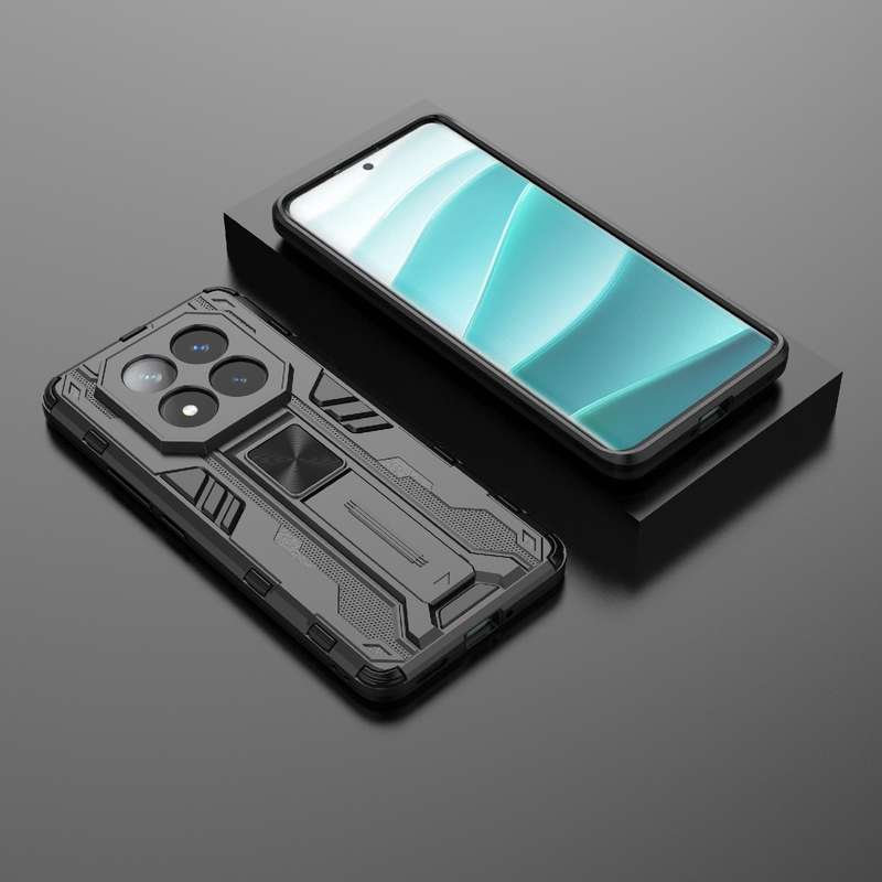 For Redmi Note 14 Pro+ 5G Supersonic PC + TPU Holder Phone Case(Black)