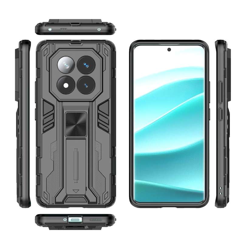 For Redmi Note 14 Pro+ 5G Supersonic PC + TPU Holder Phone Case(Black)