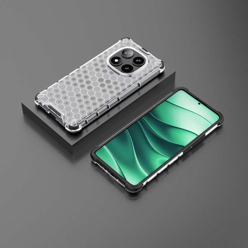 For Redmi Note 14 Pro 5G Honeycomb Shockproof Phone Case(White)