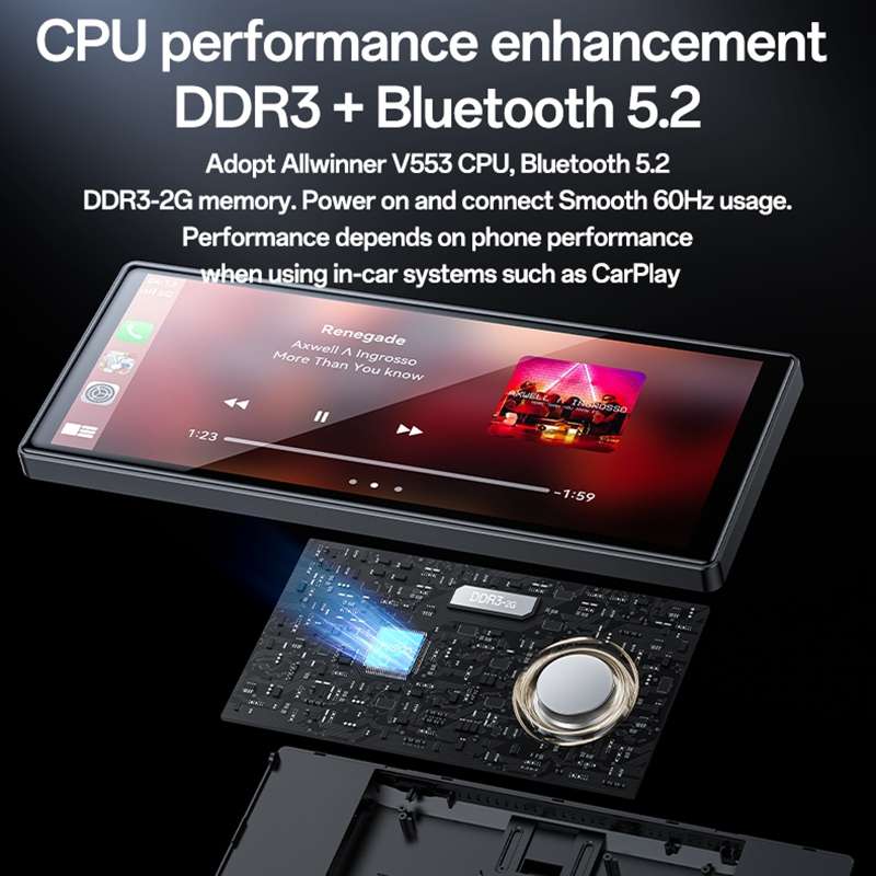 Yesido KM19 10.26 inch Center Console CarPlay Portable Car Video Navigation with Driving Recorder(Bl