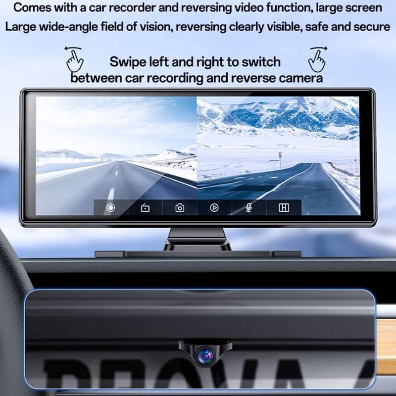 Yesido KM19 10.26 inch Center Console CarPlay Portable Car Video Navigation with Driving Recorder(Bl