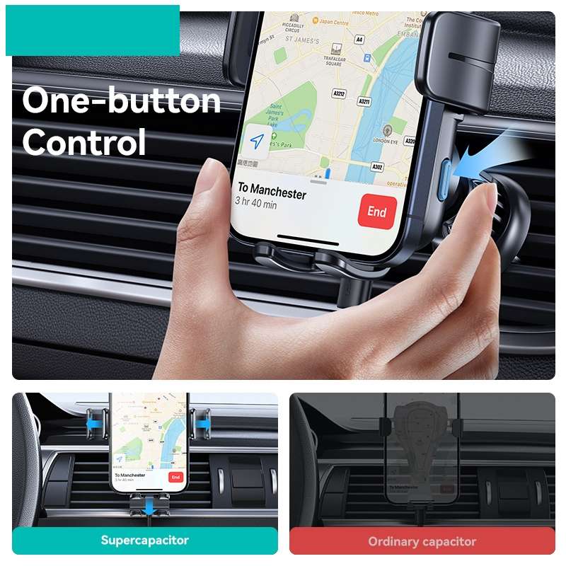 USAMS CD230 15W Accurate Aligment Wireless Charging Car Phone Holder with Suction Cup(Black)