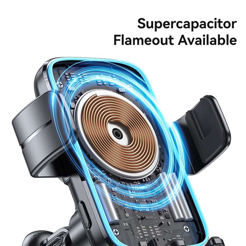 USAMS CD230 15W Accurate Aligment Wireless Charging Car Phone Holder with Suction Cup(Black)